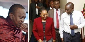 A collage of President Uhuru Kenyatta , Anne Waiguru and DP Ruto.