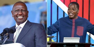 A collage of President William Ruto (left) and Bishop David Oginde (right)