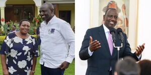 A collage of President William Ruto and businesswoman Mary Wambui Mungai