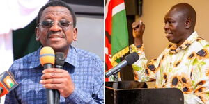 A collage of Siaya Governor James Orengo (left) and Deputy President Rigathi Gachagua (right)