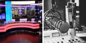 A collage of a TV and Radio Studio.