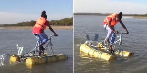 A collage of a form four student from Ronald Ngala Memorial Secondary School on a hydro rider