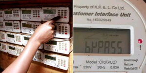 A collage of a person at dialing on an CUI (left) and a CUI displaying the Bypass error (right)