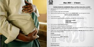 A collage of a pregnant teen and a sample of a KCPE Maths paper .jpg