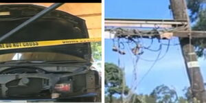 A collage of a vandalised vehicle and transformer in Lari constituency..jpg