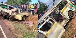A collage of an accident along the Eldoret-Iten road on Friday December, 9, 2022