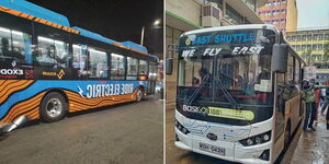 A collage of electric buses operated by Roam Rapid and BasiGo in Nairobi CBD .jpg