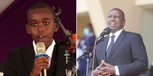 A collage of fomer Ainabkoi MP William Chepkut's son and President William Ruto .jpg