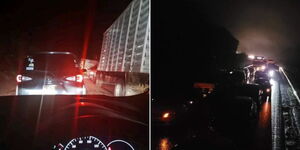 A collage of motorists in traffic along the Nairobi-Nakuru Highway on December 2, 2023