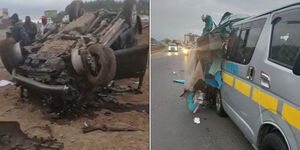 Wreckages left after prado rams into matatu and tuktuk at Kamakis on Sunday, October 30, 2022.