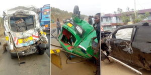 A collage of the three vehicled involved in a road accident at Kamakis along the Eastern Bypass on Sunday, October 30, 2022.