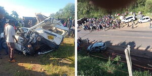 A collage of vehicles involved in the multiple car crash alog the Kisumu Kakamega highway on Tuesday, November 1, 2022..jpg