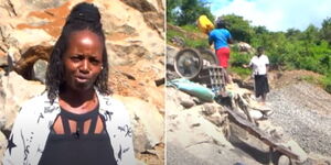 A collage of veronica Wairimu at her quarry in Embu County
