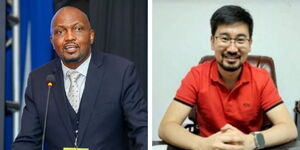 A collage pf Trade CS Moses Kuria and Chinese Businessman Lei Cheng.