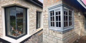 A collage showing two different styles of corner windows