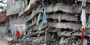 A collapsed building in Nairobi