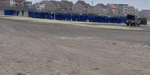 A contingent of police officers spotted at Jacaranda Grounds in Nairobi.