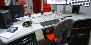 A control station at a radio studio.