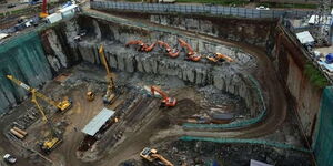 A ditch dug in Upper Hill in 2017 at the Pinnacle Tower construction site.