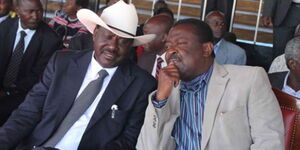 A file photo of former Prime Minister Raila Odinga and ANC leader Musalia Mudavadi.