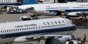 File image of a fleet of China Southern Airlines planes 