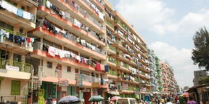 A line of highrise rental houses in Nairobi