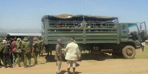 A lorry full of GSU officers in Narok on Monday, May 25, 2020.