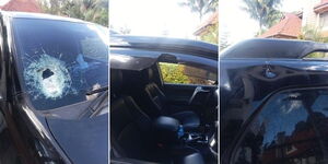 A photo collage of Winnie Odinga's car allegedly damaged by police officers on March 20, 2023..jpg