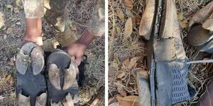 A photo collage of shoes recovered by wardens at Kruger National Park in South Africa in July 2021..jpg