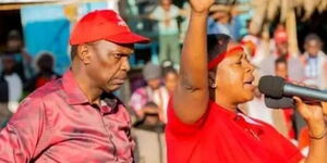 A photo of Jubilee Secretary-General Jeremiah Kioni (left) and Nominated MP Sabina Chege (right) in a past rally.