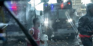 A photo of some of the police water canon trucks used on March 20, 2023. of the interior of a police water canon truck..jpg