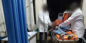 A photo of students from Kabarak University at the hospital on Saturday night November 18, 2023