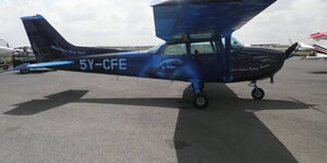 A picture of a Cessna 172, similar to the plane that crashed at Vuria Hills in Taita Taveta County on May 31, 2021.