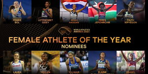 A poster announcing Female Athlete Nominees in the World Athletics Awards