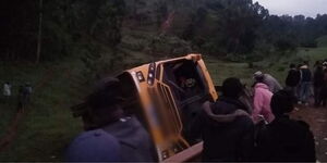 A school bus overturns on the Meru-Nairobi highway on Saturday December 3, 2022