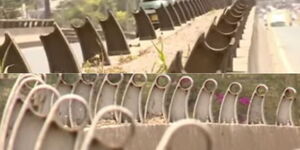 A screen grab of the defaced guardrails on the Outering road