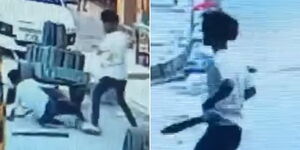 A screengrab of a man being beaten up in Mombasa