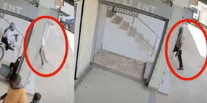 A screengrab of a man caught on CCTV stealing from a studio in Diani on January 29, 2023