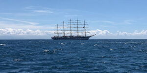 A ship out at sea