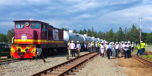 A train pictured on the NCPB Kisumu railway line in July 2020.