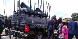 A vehicle installed with signal jammers designed to escort the late Tanzanian President John Magufuli in 2018