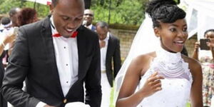 Actor Abel Mutua with his wife on his wedding daya