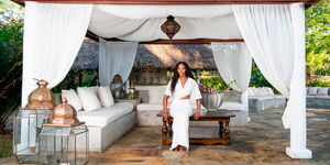 An undated image of Kenya's Tourism ambassador Naomi Campbell at her luxury villa in Malindi, Kilifi County.