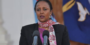 Sports CS Amina Mohammed addresses the Nairobi WTO Conference on Dec 15, 2015.