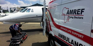 AMREF medics being prepped for patient transfer from Nairobi to South Africa in February 2017