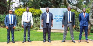 ANC leader Musalia Mudavadi (center) with NRA officials lead by Amemba Magufuli (second left) photographed on Tuesday, April 10, 2021.
