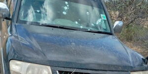 A vehicle abandoned in Merti, Isiolo County by a suspected criminal gang on March 29, 2020