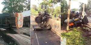 An accident involving multiple vehicles occurred along the Nairobi – Thika -  Nyeri Road (A2) near Thika town, at Bluepost Hotel.
