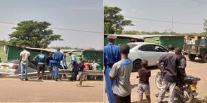 Image of the Saloon Car that rammed into a classroom of Lake Victoria Primary School on February 17, 2022.