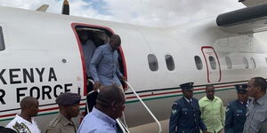 President William Ruto embarking from Airforce One